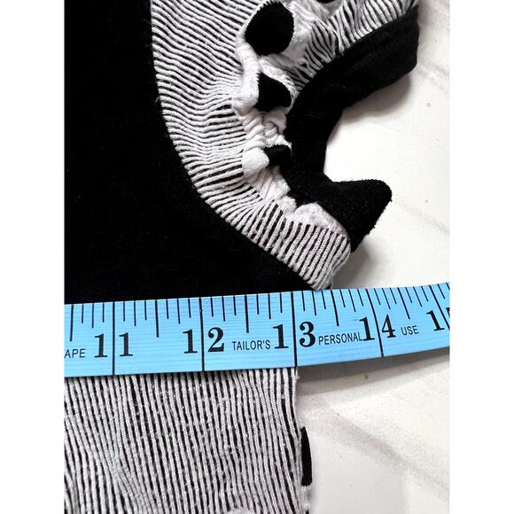 2000s Have Bubble Sleeve Polka Dot Black White Multi Textured Button Top Women - Picture 7 of 8